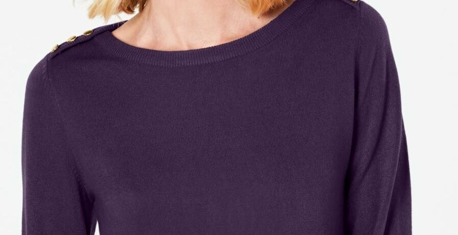 Karen Scott Suéter Feminino Petite com Ombros Abertos Roxo Tamanho Médio
