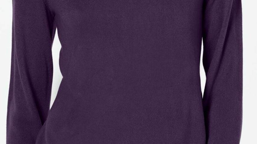 Karen Scott Suéter Feminino Petite com Ombros Abertos Roxo Tamanho Médio