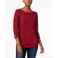 Karen Scott Suéter Feminino de Algodão Petite Vermelho Tamanho Petite X-Large