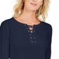 Moletom feminino Karen Scott French Terry com cadarço, azul marinho, tamanho pequeno