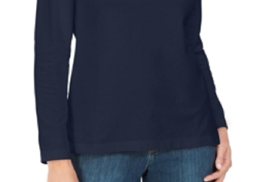 Moletom feminino Karen Scott French Terry com cadarço, azul marinho, tamanho pequeno