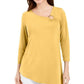 Túnica feminina assimétrica com anel JM Collection, amarela, tamanho X-S