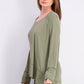 Top estilo swing alto e baixo feminino verde oliva, tamanho pequeno