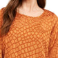 Blusa feminina Alfani com mangas bufantes e estampa de anjo, marrom, tamanho pequeno