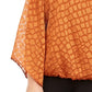 Blusa feminina Alfani com mangas bufantes e estampa de anjo, marrom, tamanho pequeno