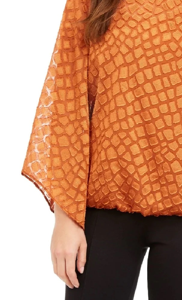 Blusa feminina Alfani com mangas bufantes e estampa de anjo, marrom, tamanho pequeno