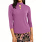 Thalia Sodi Top feminino com decote careca e acabamento em hardware, roxo, tamanho extragrande