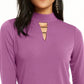 Thalia Sodi Top feminino com decote careca e acabamento em hardware, roxo, tamanho extragrande