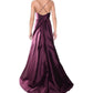 Vestido de festa feminino B Darlin Juniors em cetim com fenda e espartilho, roxo, tamanho 9/10