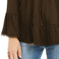 Blusa feminina estilo &amp; co, ombro de fora, manga sino, marrom, tamanho X-S