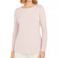 Charter Club Top feminino com decote canoa canelado pequeno, rosa, tamanho PL