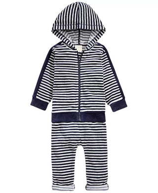 Conjunto de 2 peças de moletom e calça listrada First Impressions Baby Boys, azul, tamanho 18 meses