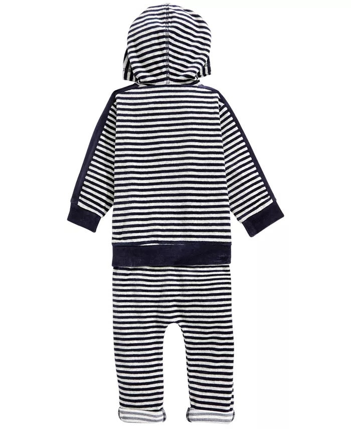 Conjunto de 2 peças de moletom e calça listrada First Impressions Baby Boys, azul, tamanho 18 meses