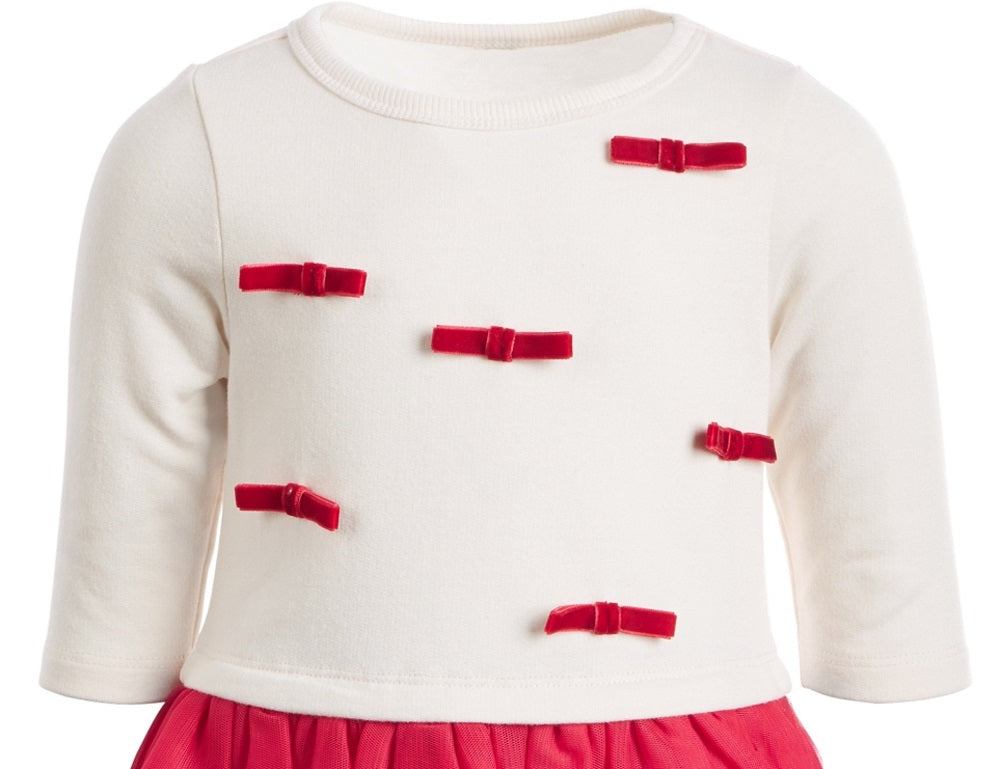 Vestido tutu infantil First Impressions para meninas com laço e tule, tamanho 6, vermelho