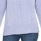 Blusa feminina texturizada mesclada manga comprida gola redonda azul tamanho grande