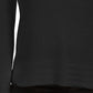 Camiseta feminina de malha texturizada com estampa de manga comprida e gola redonda, preta, tamanho pequeno e pequeno