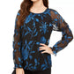 Blusa Alfani Feminina Velvet Burnout com Manga Transparente Verde Tamanho P