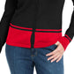 Karen Scott Cardigan Feminino com Botões e Blocos de Cor, Manga Longa, Aberto, Preto, Tamanho Pequeno