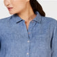 Camisa de linho feminina Charter Club azul tamanho X-G