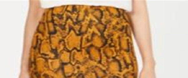 Saia Scuba com zíper estampada Thalia Sodi feminina, tamanho grande, amarela