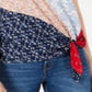 Top feminino com amarração lateral e patch da Style &amp; Co, azul, tamanho pequeno grande