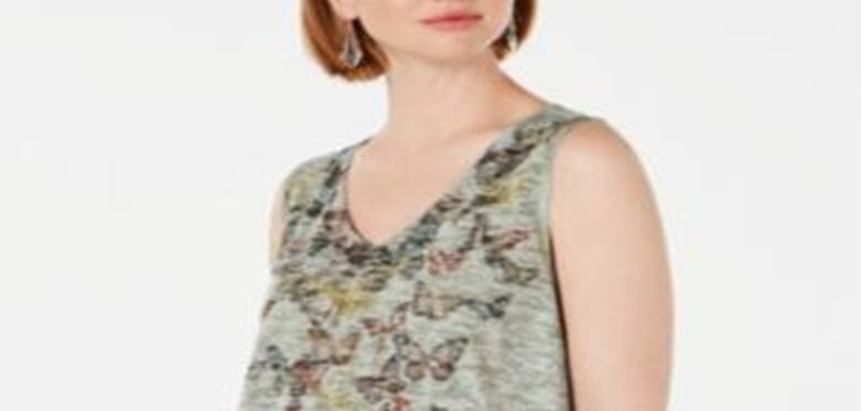 Top feminino com decote em V e detalhes em estilo Style &amp; Co, rosa, tamanho X-S
