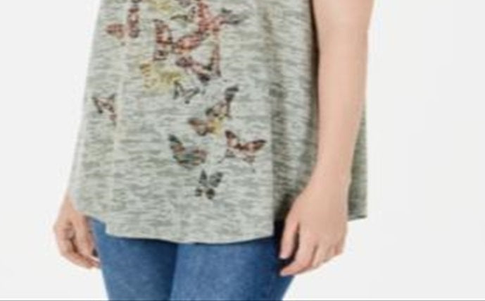 Top feminino com decote em V e detalhes em estilo Style &amp; Co, rosa, tamanho X-S