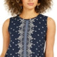 Vestido tubinho estampado sem mangas estilo &amp; co feminino azul tamanho pequeno pequeno