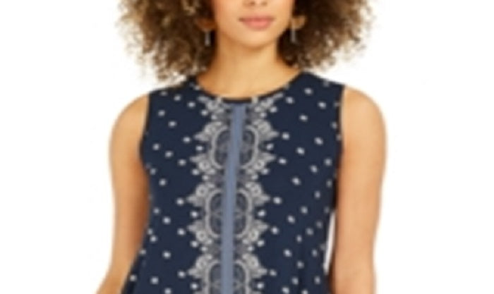 Vestido tubinho estampado sem mangas estilo &amp; co feminino azul tamanho pequeno pequeno