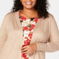 Cardigan metálico plus size com cadarço JM Collection feminino, bege, tamanho 2X