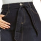 INC International Concepts Saia Jeans Curvy Paperbag Feminina Azul Tamanho 8