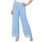 Calça feminina de gaze com detalhe metálico e perna larga, azul, tamanho 2XL