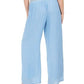 Calça feminina de gaze com detalhe metálico e perna larga, azul, tamanho 2XL