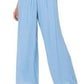 Calça feminina de gaze com detalhe metálico e perna larga, azul, tamanho 2XL
