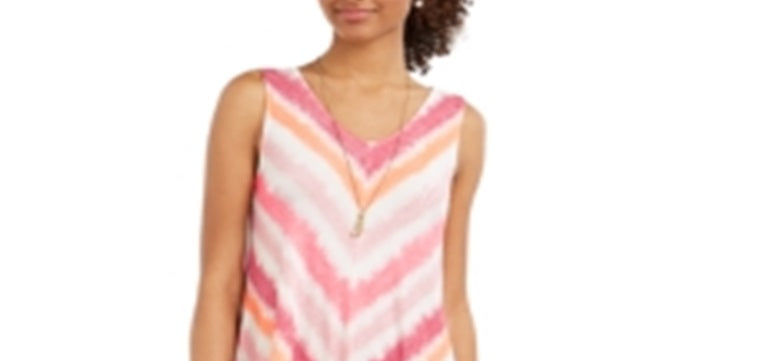 Vestido rodado sem mangas estampado feminino Style &amp; Co, rosa, tamanho pequeno