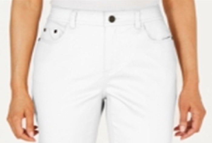 Calça skinny feminina Charter Club, cintura média, comprimento até o joelho, branca, tamanho 16