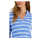 Camisa polo feminina listrada Charter Club, azul, tamanho pequeno