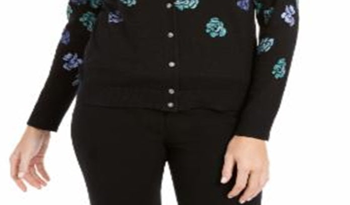 Karen Scott Cardigan Feminino Serenity Estampado Floral Azul Tamanho Médio