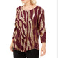 JM Collection Blusa feminina com estampa metálica roxa tamanho pequeno GG