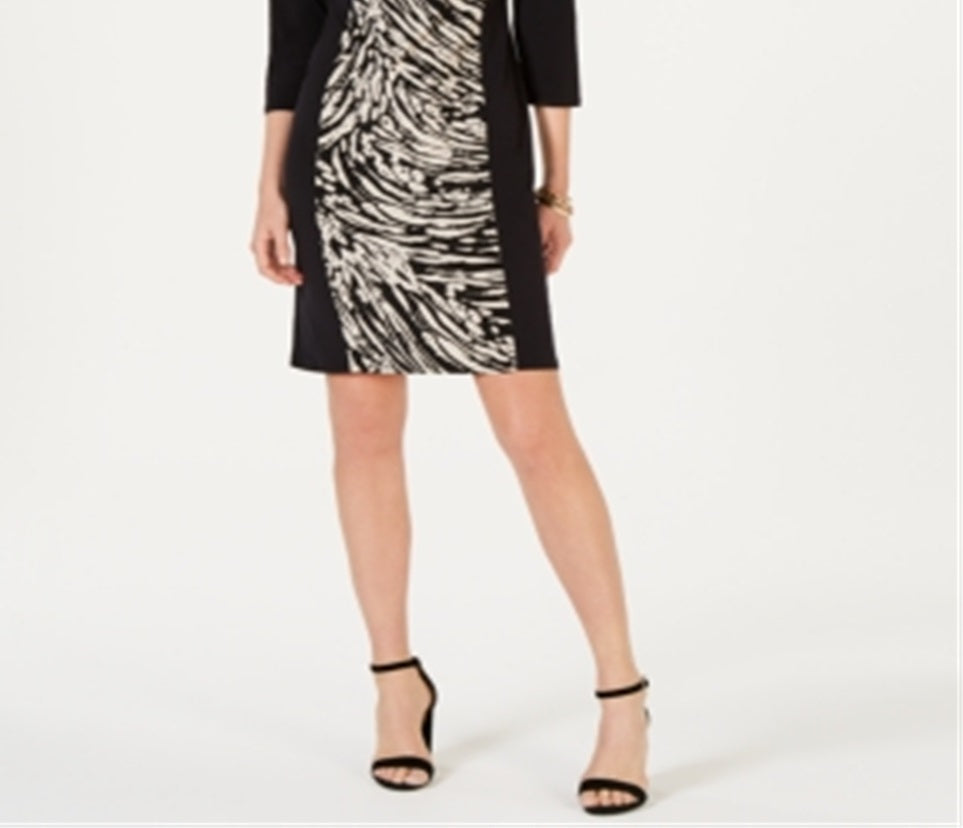 Vestido tubinho triplo com abertura para fechadura feminino JM Collection, preto, tamanho pequeno
