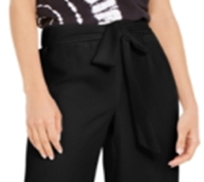 Calças culotte femininas sólidas com amarração frontal, tamanho pequeno, pretas, da INC International Concepts