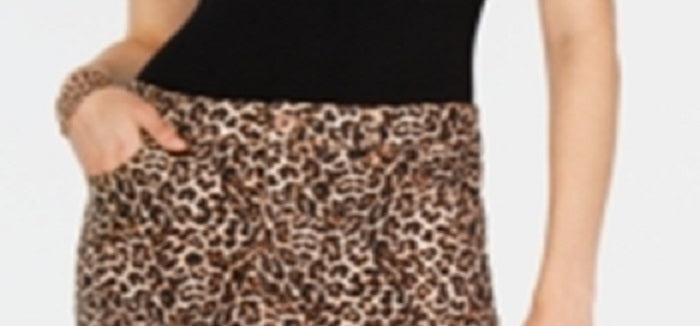 INC International Concepts Saia feminina reta estampa de leopardo jeans mini tamanho natural 16
