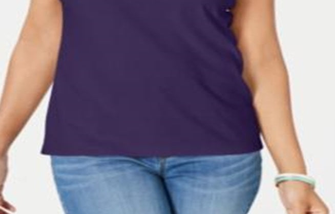 Karen Scott Blusa Feminina Gola Careca Sem Mangas Roxa Tamanho Médio