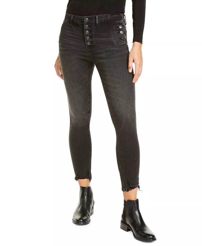 Calça jeans skinny feminina Vigoss Jeans Marley com botões expostos, azul, tamanho 31