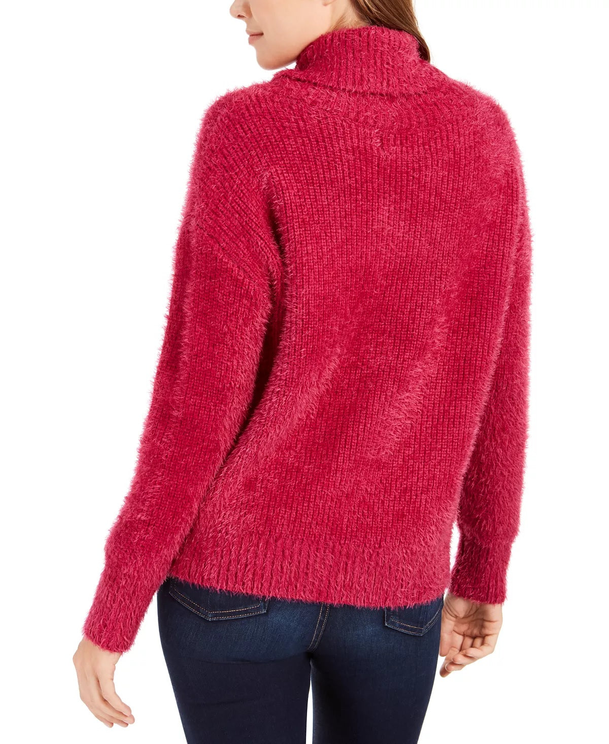 Suéter Calvin Klein Feminino Gola Careca Fuzzy Vermelho Tamanho Médio