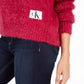 Suéter Calvin Klein Feminino Gola Careca Fuzzy Vermelho Tamanho Médio