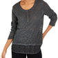 Top Henley de renda feminino Style &amp; Co, preto, tamanho pequeno