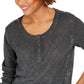 Top Henley de renda feminino Style &amp; Co, preto, tamanho pequeno