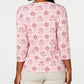 Karen Scott Blusa Henley Feminina Estampada Petite Manga 3/4 Rosa Tamanho PL