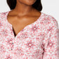 Karen Scott Blusa Henley Feminina Estampada Petite Manga 3/4 Rosa Tamanho PL